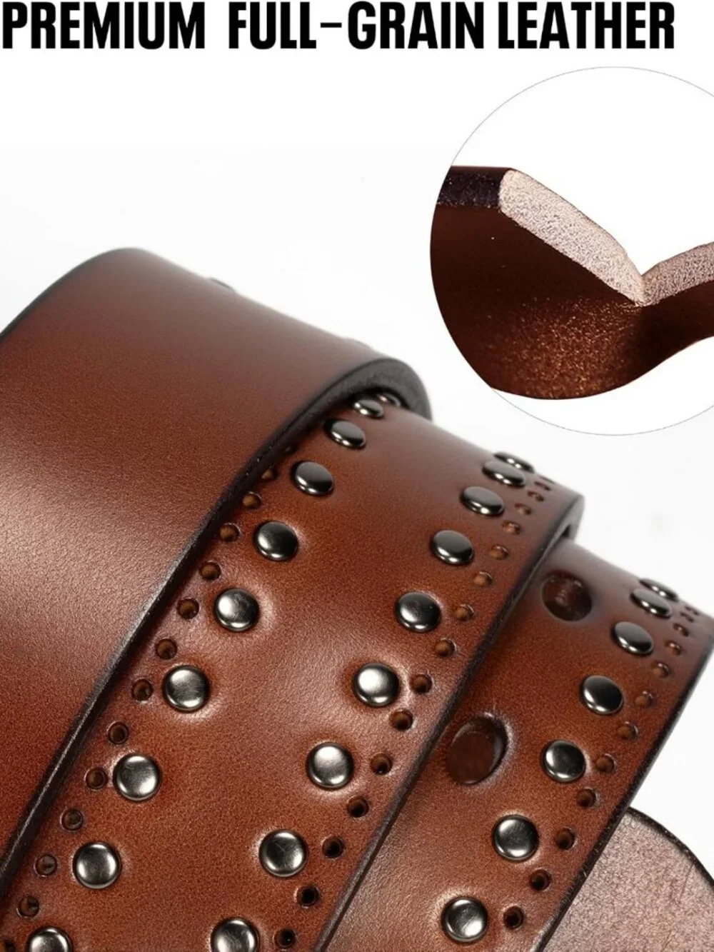 Vintage Western Leather Belt with Studs & Silver Buckle | Perfect for Rodeo